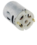 Side view of Six To Twelve Volts High Torque Mini DC Gear Motor with metal casing, ideal for RC boats and smart cars, 380 style for DIY toys.