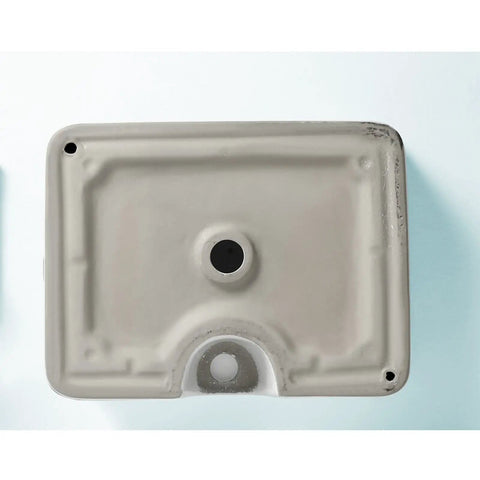 Countertop Bathroom Sinks 18.8"X14.5" Rectangular Bathroom Sink, Above Counter Ceramic Vessel Sink with faucet top view.