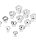 12 Piece Dowel Center Locator Set for Woodworking, Chrome Plated Steel Center Points, 6mm to 12mm Pins, top view