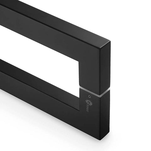 Close-up of Push Pull Door Handle 900mm Stainless Steel Square Rectangle Matte Black Finish for doors, heavy duty and durable.