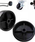 Pair of 3-inch universal patio heater caster wheels, black plastic with central mounting hub