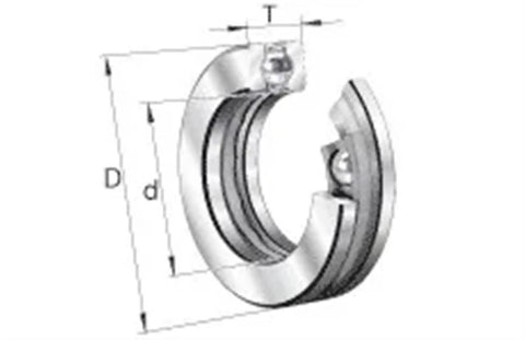 Rock Solid Heavy Duty High Temperature Thrust Ball Bearing 25x42x11 Millimeter with detailed dimensions for high heat operation.
