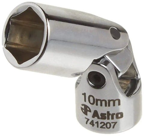 10mm flex socket from 12-Piece One Quarter Inch Drive Flex Socket Set, 6-Point Metric, Angled Flex Sockets For Tight Spots, Loctite Pins Prevent Loosening, Sizes 5mm To 15mm, Pro Grade Automotive And DIY Tool Kit Essential.
