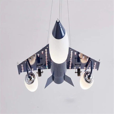 Airplane Shape Three Light Pendant For Kids Room Metal LED Suspension Fixture With Adjustable Chain Cartoon Aircraft Ceiling Light