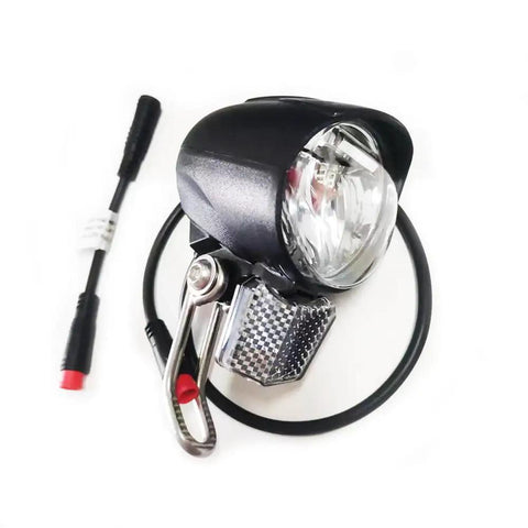 Electric Bike Front Headlight For Night Riding Waterproof LED Front Light With 2-Pin Male Connector Fits 24V 36V 48V E-Bike Controllers And Scooters