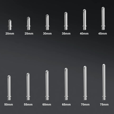 Bore gauge set with 12 stainless steel rods ranging from 20mm to 75mm.