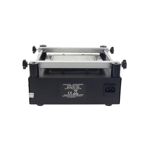 Infrared Preheater Soldering Station 605W Lead Free BGA Rework Tool with heating plate and digital display, rear view.