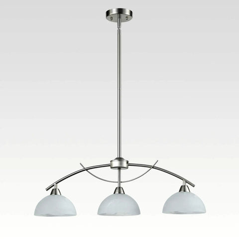 Modern Frosted Glass Alabaster Shade Pendant Lighting For Kitchen Island With Arched Rod Hung Sloped Ceiling Brushed Nickel Finish 3 Light Fixture ETL Listed Sleek And On Trend Kitchen Lighting