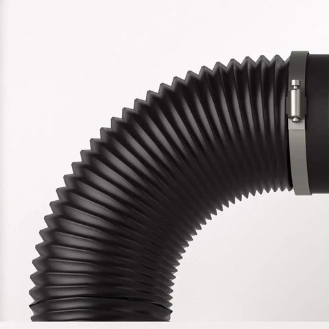 Black flexible vent hose showing steel wire spiral for HVAC, part of Eight Inch Aluminum Ducting With Four Layer Protection Heavy Duty
