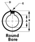 Diagram showing dimensions of a Round Bore for Built Tough One Inch Steel Shaft Coupler Featuring A Quarter Inch Keyway And Durable Black Oxide Finish.