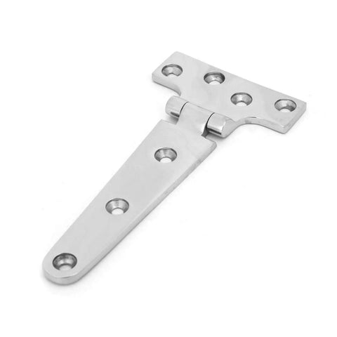Beefy Heavy Duty T Hinge For Doors And Hatch Covers Marine Grade 316 Stainless Steel Industrial Hinge, mirror finish, pre drilled holes