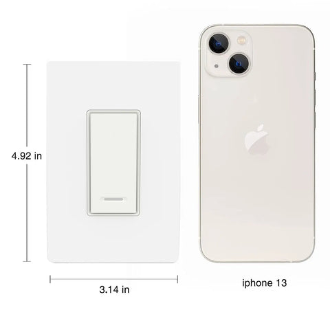 Smart Dimmer Switch for Dimmable LED Lights, WiFi Control With Alexa and Google Assistant, Neutral Wire Required, size comparison with iPhone.