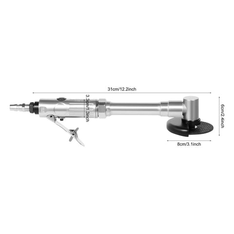Rugged Pneumatic Cut Off Tool With Long Handle Air Angle Grinder, 12.2 inch size, aluminum housing for heavy work.