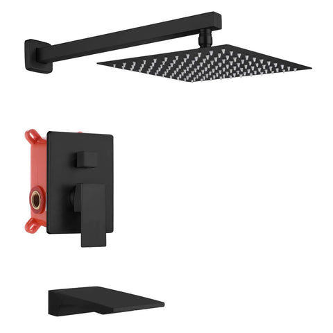 Dual Function Shower Faucet Set For Bath And Shower, Waterfall Tub Spout, 10-Inch High-Pressure Showerhead, Matte Black Finish, Complete Wall-Mount Faucet Kit With Tub And Shower Trim, Easy Upgrade.