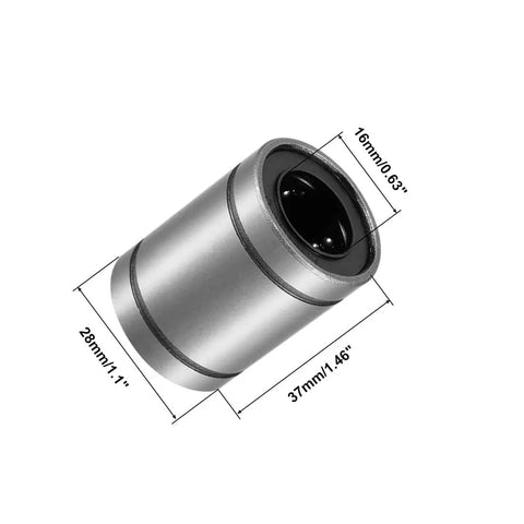 16mm LM16UU Linear Ball Bearings Set for CNC Machines and 3D Printers, showing dimensions.