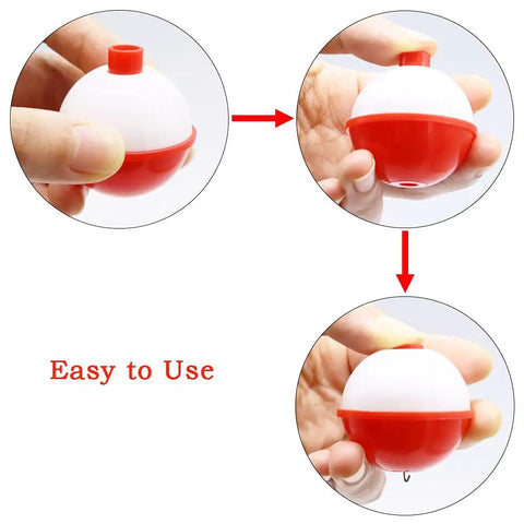 60 Piece Fishing Floats Set Hard ABS Push Button Round Buoys for Tackle Accessories One Inch And One And A Half Inch Red And White