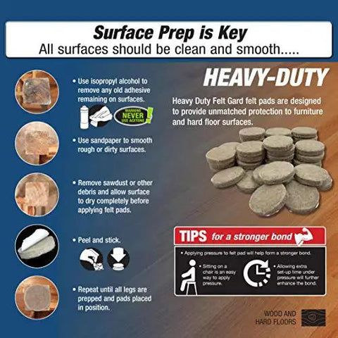Instructions and tips for using 1 Inch Round Self Adhesive Felt Furniture Sliders For Hard Floors Leveling Pads Set Of 8 Beige