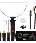 Dope Hot Wire Foam Cutter Kit 4 In 1 Upgrade Set With Slick Electric Carving Blades And Solid US Plug Adapter For Smooth DIY Foam Sculpting Projects tools and parts layout with cutter, blades, and adapter