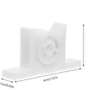 White ABS Ball Catch Door Hardware Kit for Cupboards with dimensions and dual wheel roller latch visible