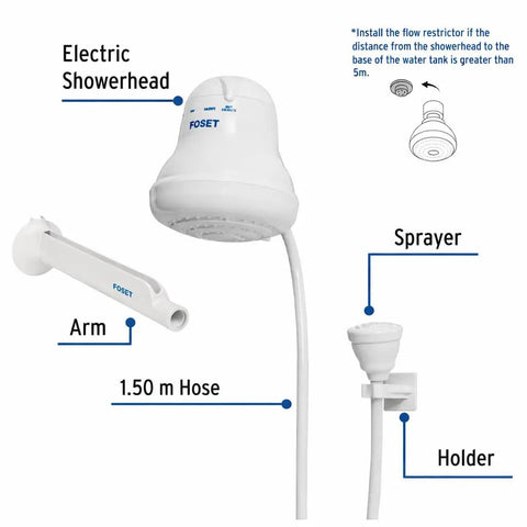 Diagram of Electric Shower Head With Instant Hot Water And Auto On Off Sensor Four Temperature Settings 6 Inch Hand Shower Head