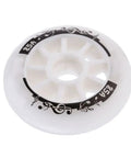 Replacement Inline Skate Wheels Set 90Mm And 110Mm 85A For Outdoor And Indoor Use, close-up of white wheel with black design