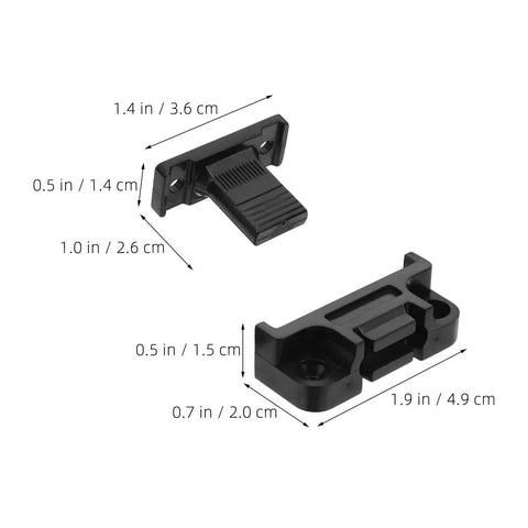 12 Pack Adjustable Cabinet Fasteners With Push In ABS Base And Panel Clips for no tools needed installation, dimensions shown.