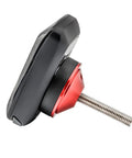 Rock Solid Bike Computer Mount For Garmin Edge Series side view, lightweight aluminum CNC machined, red anodized finish, easy install