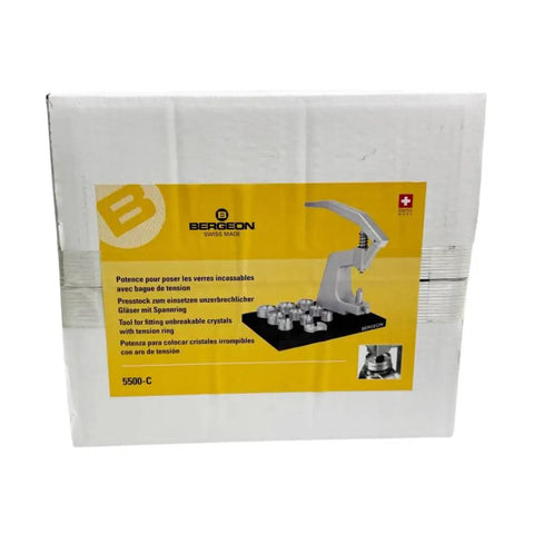 Packaging for Watch Crystal Press With 10 Tapered Aluminum Dies For Installing Unbreakable Tension Ring Crystals In Watch Cases