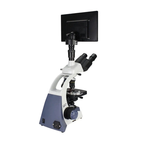 High Definition Microscope For Students And Adults With 40X To 1000X Magnification And Rotatable Head Awesome For Educational And Scientific Use Great For Inspecting Circuits Watches Textiles Insects Coins Jewelry And Stamps Not For Cells showing side view with stand and digital screen attachment