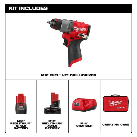 Light On Your Back 12V Brushless Cordless Drill Driver Set With Compact Frame, 1/2 inch drill/driver with batteries and charger.