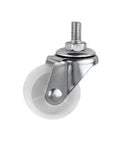 1.5 Inch M8 Threaded Swivel Caster Wheel White Light Duty For Carts And Trolleys, 360 Degree Swivel, Durable PP Wheel, Quick Install