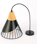 Dope Black Farmhouse Wooden Pendant Light With Rustic Wood And Metal Design, adjustable hanging ceiling fixture shown with black wire frame