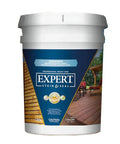 Premium Transparent Wood Stain And Sealer Guarding Decks And Fences In Classic Cedar Tone 5 Gallon Pail on display.