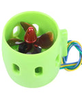 Beefy 312W Underwater Motor for RC Boats and Submarines, green casing with 4-blade aluminum propeller and colored wires