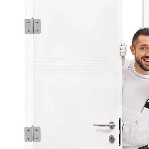 White door with Heavy Duty Stainless Steel Small Glass Door Hinges 2 Pack With Adjustable Thickness For Cabinets Showcases And Wine Cabinets