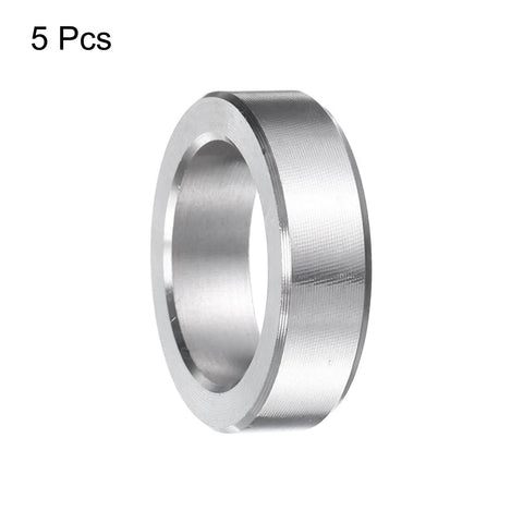 Top Shelf 5 Pack Heavy Duty 304 Stainless Steel Spacers 5/8 Inch Inner Diameter 7/8 Inch Outer Diameter 1/4 Inch Long Round Bushings Solid Gear For Bolts Rods Screws Built Tough, showing one spacer.