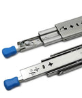 Built Tough Full Extension Ball Bearing Drawer Slides With Dead Bolt Lock And Silky Smooth Glide Silver Cabinet Runners for zero wobble performance close-up view.