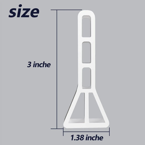 Heavy Duty 3 Inch Rise Shower Threshold Water Dam Adhesive Leak Blocker Guards Bathrooms measures 3 inch by 1.38 inch in white vinyl.