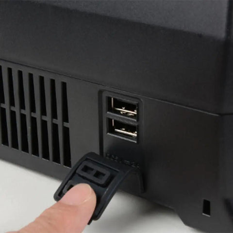 Close-up of USB ports on 4 Port Pro Grade Battery Charger For 18V And 36V Lithium Ion Tools, showing additional connectivity options.