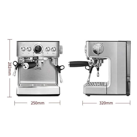Pro Grade Fully Automatic Espresso Coffee Machine For Home And Office Versatile Stainless Steel Panel dimensions view.