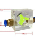 Real Time Spindle Water Flow Monitor For Engraving Machines, Square Two Way Flow Indicator in acrylic and metal housing, 8mm shaft