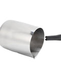 Side view of Turkish Coffee Pot 304 Stainless Steel Stovetop Warmer With Eagle Beak Spout For Heating Milk And Chocolate Induction, Gas, And Ceramic Compatible 350ml.