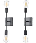 Two Pack Black Industrial Vanity Light Fixtures Over Mirror Sconces For Bathroom Hallway Bedroom Living Room Modern Vertical Vintage Metal Wall Lamps Matte Black Finish