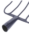 Heavy Duty Huge Digging Fork for Gardening and Lawn Cleanup, iron material, dark blue, no handle, tines and socket view