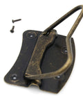 4 Pieces Vintage Style Lifting Handle Chest Pull With Distressed Antique Brass Finish close-up with mounting screws