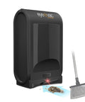Touchless Dustpan Vacuum With 1400W Power And Auto Infrared Sensor for Instant Cleanup on hard floors next to broom.