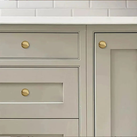 One And One Quarter Inch Champagne Bronze Zinc Alloy Cabinet Knob Single Hole Center Mount For Kitchen Cabinets Drawers Dressers Closets Wardrobes And Bedroom Furniture DIY Friendly Upgrade installed on kitchen cabinets
