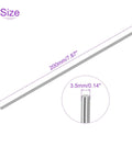 304 Stainless Steel Rods 200mm By 3.5mm, 5 Pack Lathe Bar Stock for DIY Model Builds, side view showing dimensions