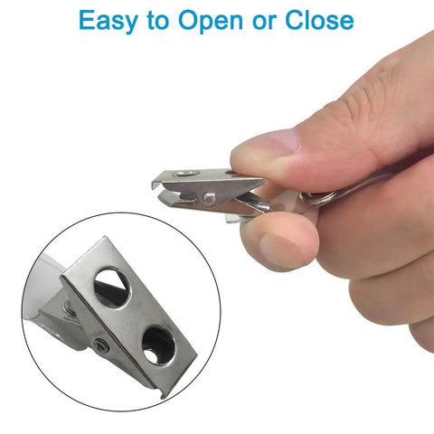 Close-up of hand using Hand Held Slot Punch Tool Kit With 10 Metal Badge Clips And PVC Straps For PVC ID Cards
