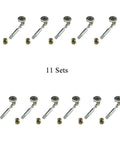 Heavy Duty Furniture Cam Lock Connectors With Flat Back Dowel Pins Knock Down Hardware Kit For Drawers Cabinets And Dressers Built Badass For Any Room Rock Solid Grip In 11 Sets displayed together.